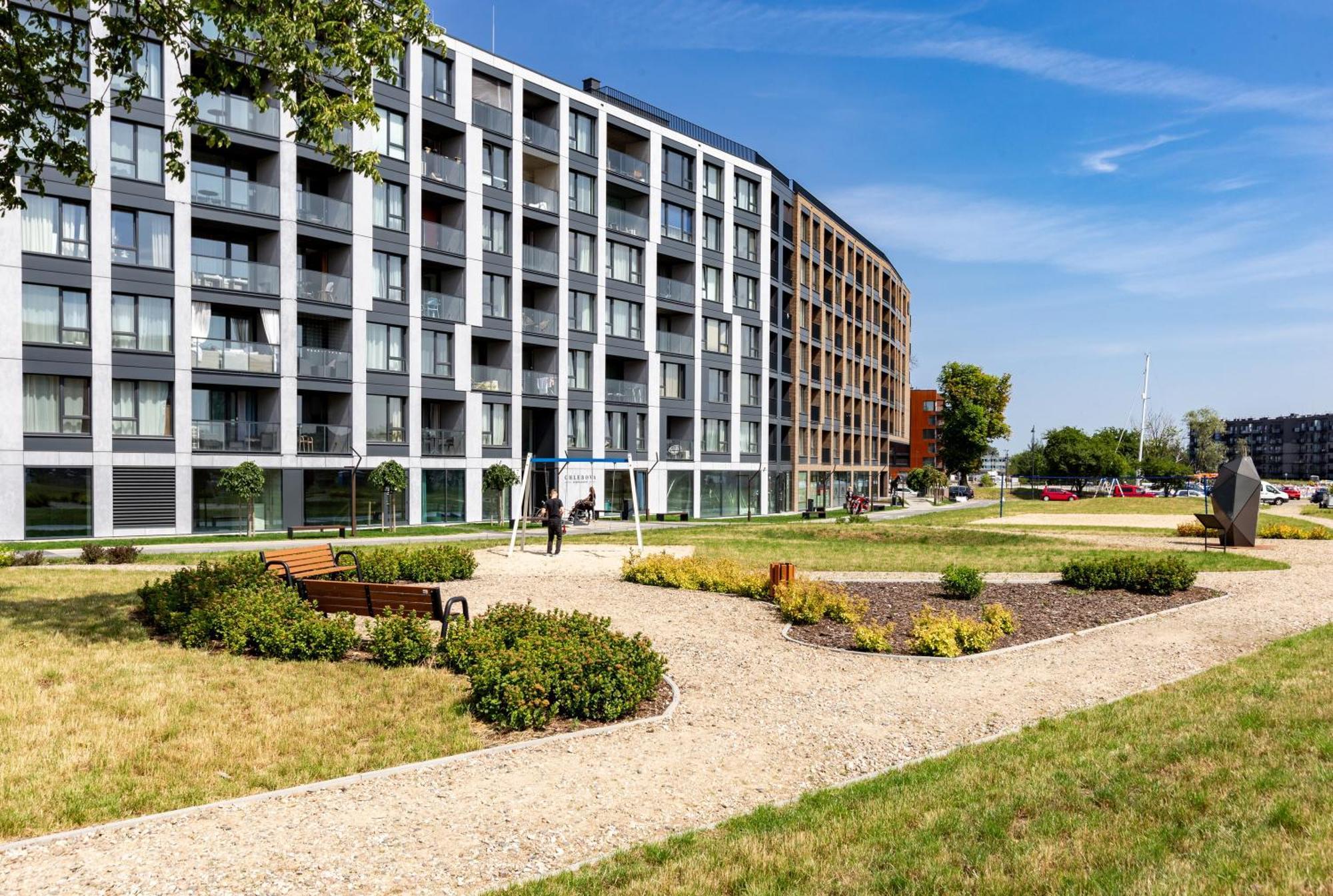 Chlebova - Riverside View Terrace, Free Parking, Gym & Kidsplay By Downtown Apartments 格但斯克 外观 照片